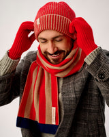 Tartan Scarlet & Camel Plaited Effect Lambswool Hat
