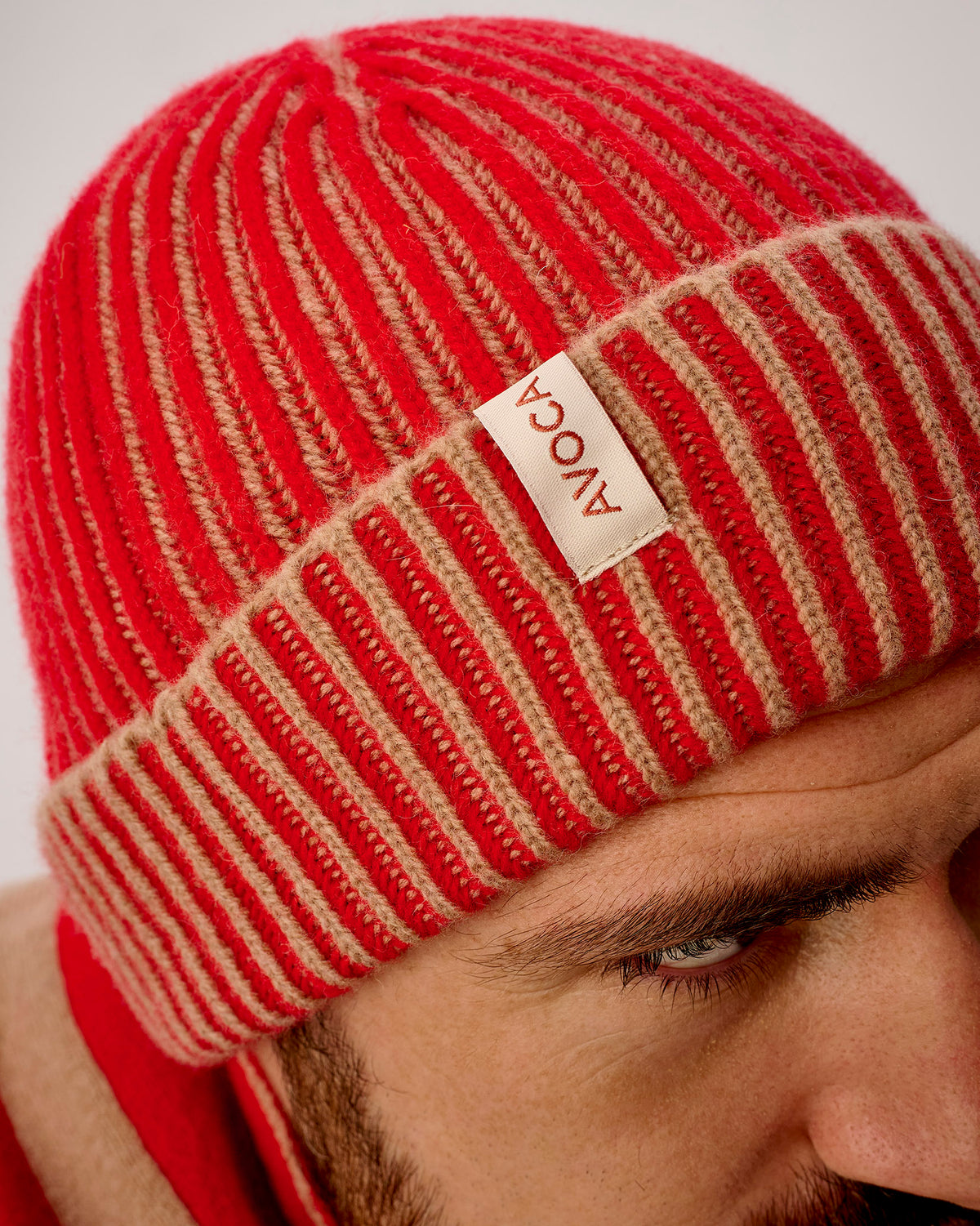Tartan Scarlet & Camel Plaited Effect Lambswool Hat