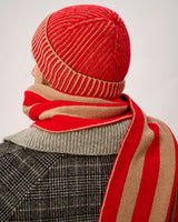 Tartan Scarlet & Camel Plaited Effect Lambswool Hat