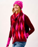 Bordeaux, Neon Pink & Tartan Scarlet Ayrshire Argyle Lambswool Scarf
