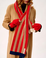 Tartan Scarlet & Camel Stripe Tubular Lambswool Scarf