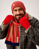 Tartan Scarlet & Camel Stripe Tubular Lambswool Scarf