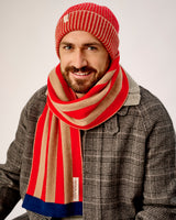 Tartan Scarlet & Camel Stripe Tubular Lambswool Scarf