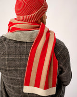 Tartan Scarlet & Camel Stripe Tubular Lambswool Scarf