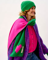 Billiard & Neon Pink Two Hearts Lambswool Scarf