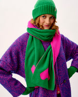 Billiard & Neon Pink Two Hearts Lambswool Scarf
