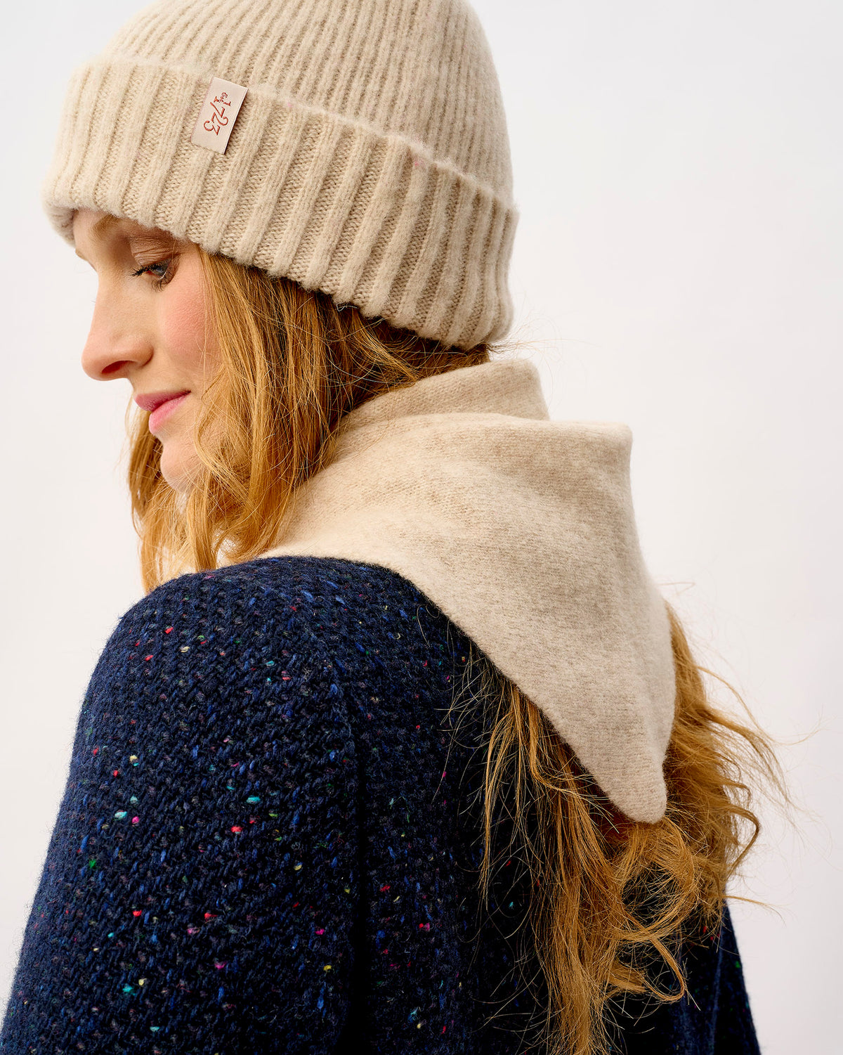 Linen Lambswool Triangle Neck Tie Scarf