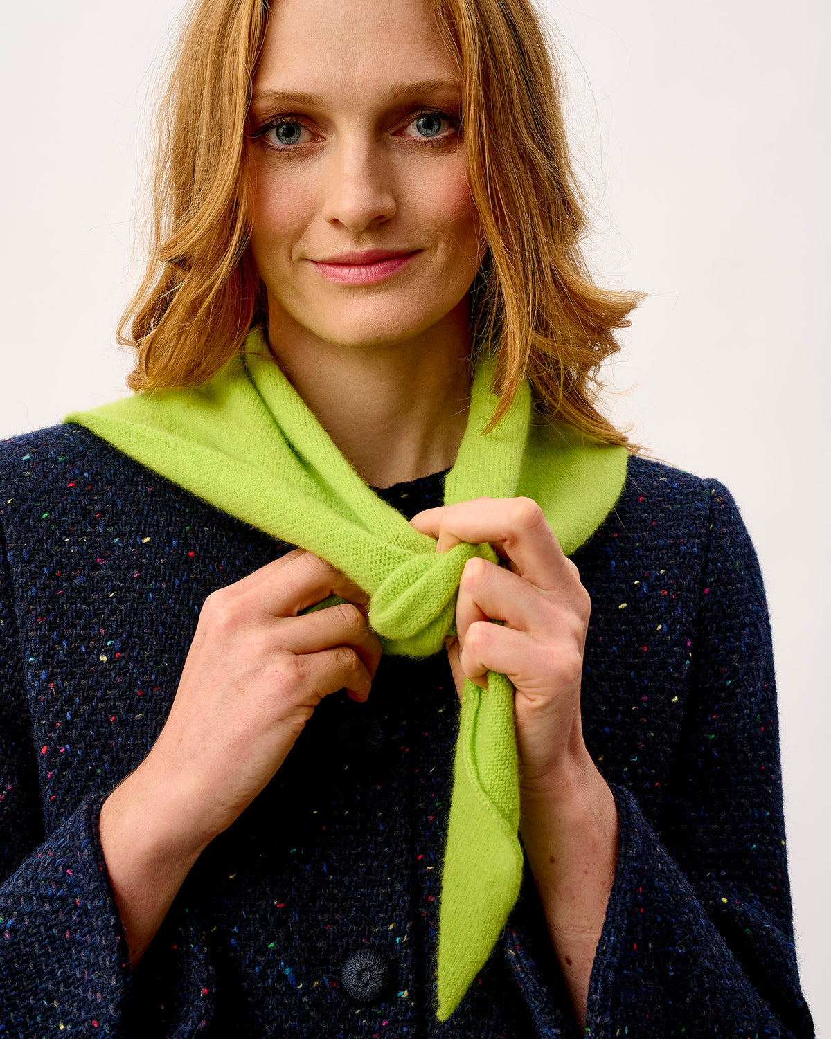 Lime Lambswool Triangle Neck Tie Scarf