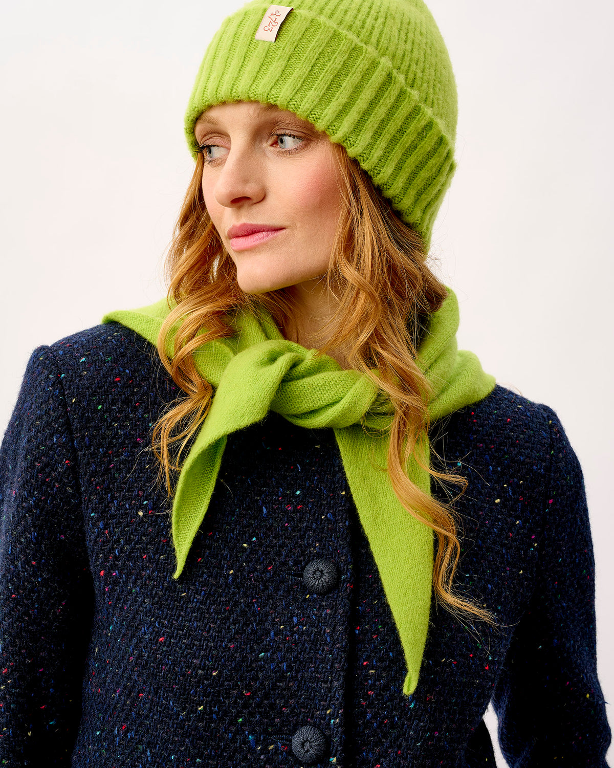 Lime Lambswool Triangle Neck Tie Scarf