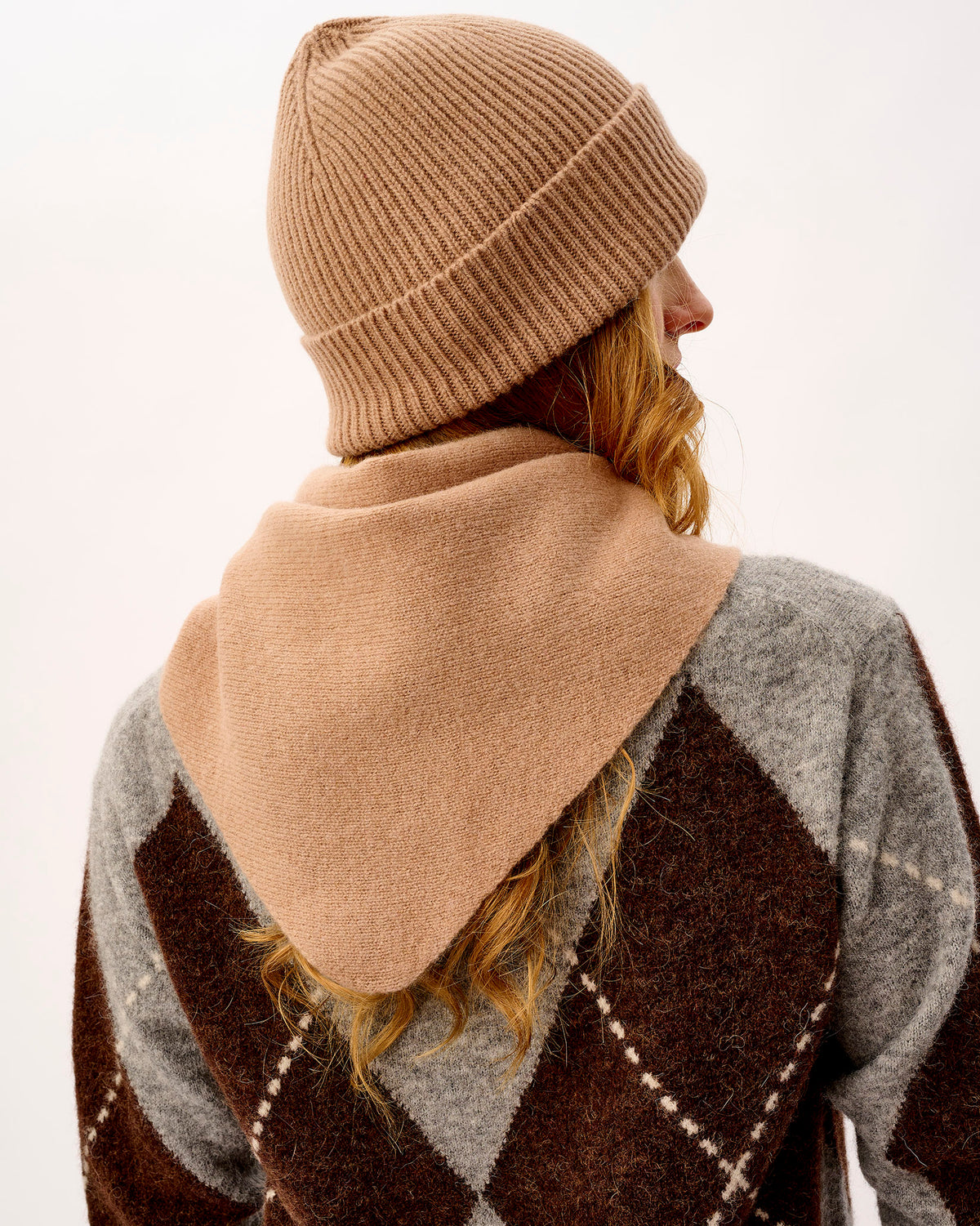 Camel Lambswool Triangle Neck Tie Scarf