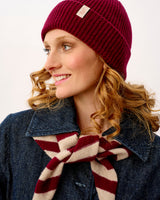 Bordeaux & Linen Scout Stripe Lambswool Triangle Scarf