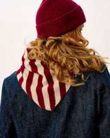 Bordeaux & Linen Scout Stripe Lambswool Triangle Scarf