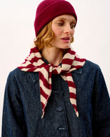 Bordeaux & Linen Scout Stripe Lambswool Triangle Scarf
