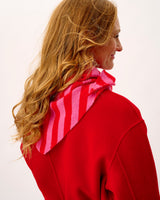 Bubblegum & Tartan Scarlet Scout Stripe Lambswool Triangle Scarf