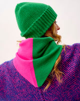 Billiard & Neon Pink Scout Wide Lambswool Stripe Triangle Scarf