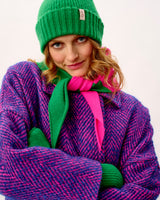 Billiard & Neon Pink Scout Wide Lambswool Stripe Triangle Scarf
