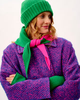 Billiard & Neon Pink Scout Wide Lambswool Stripe Triangle Scarf