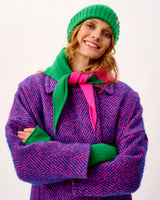 Billiard & Neon Pink Scout Wide Lambswool Stripe Triangle Scarf