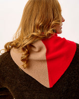 Tartan Scarlet & Camel Scout Wide Stripe Lambswool Triangle Scarf