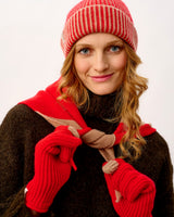 Tartan Scarlet & Camel Scout Wide Stripe Lambswool Triangle Scarf