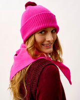 Bordeaux & Neon Pink Scout Wide Stripe Lambswool Triangle Scarf