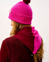 Bordeaux & Neon Pink Scout Wide Stripe Lambswool Triangle Scarf