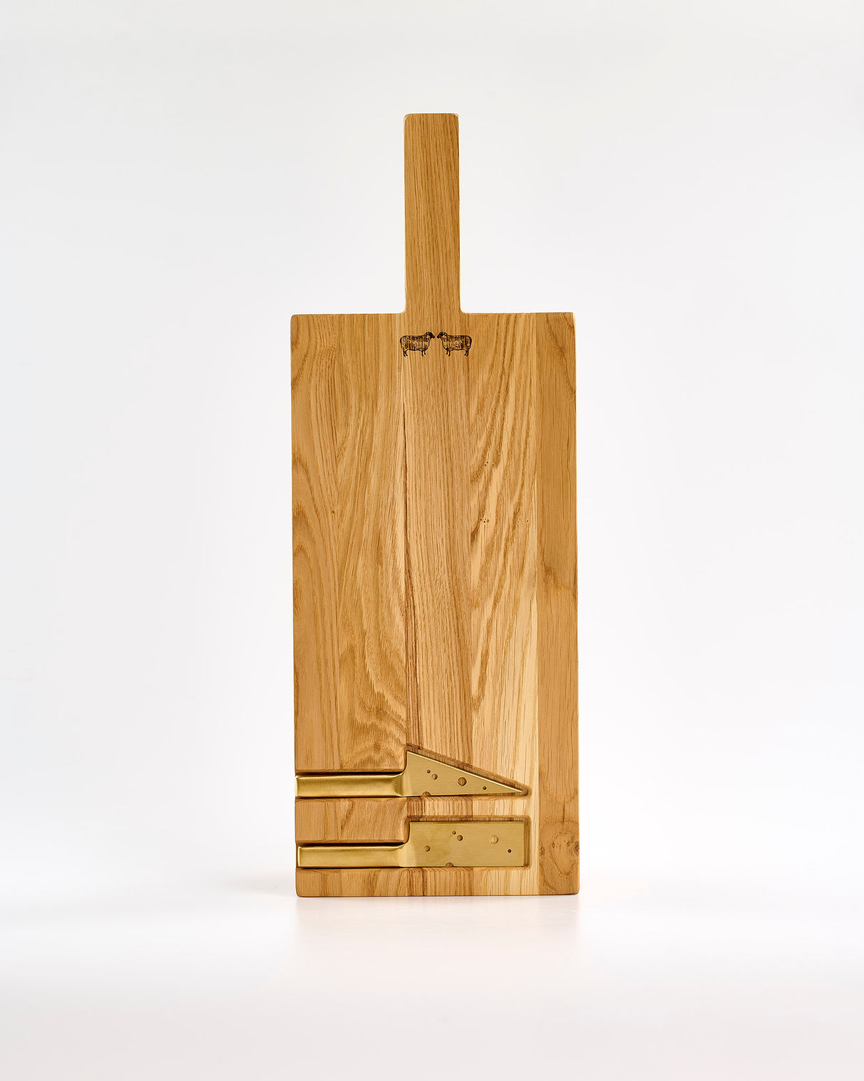 Oak Cheese Board with Inlaid Knives