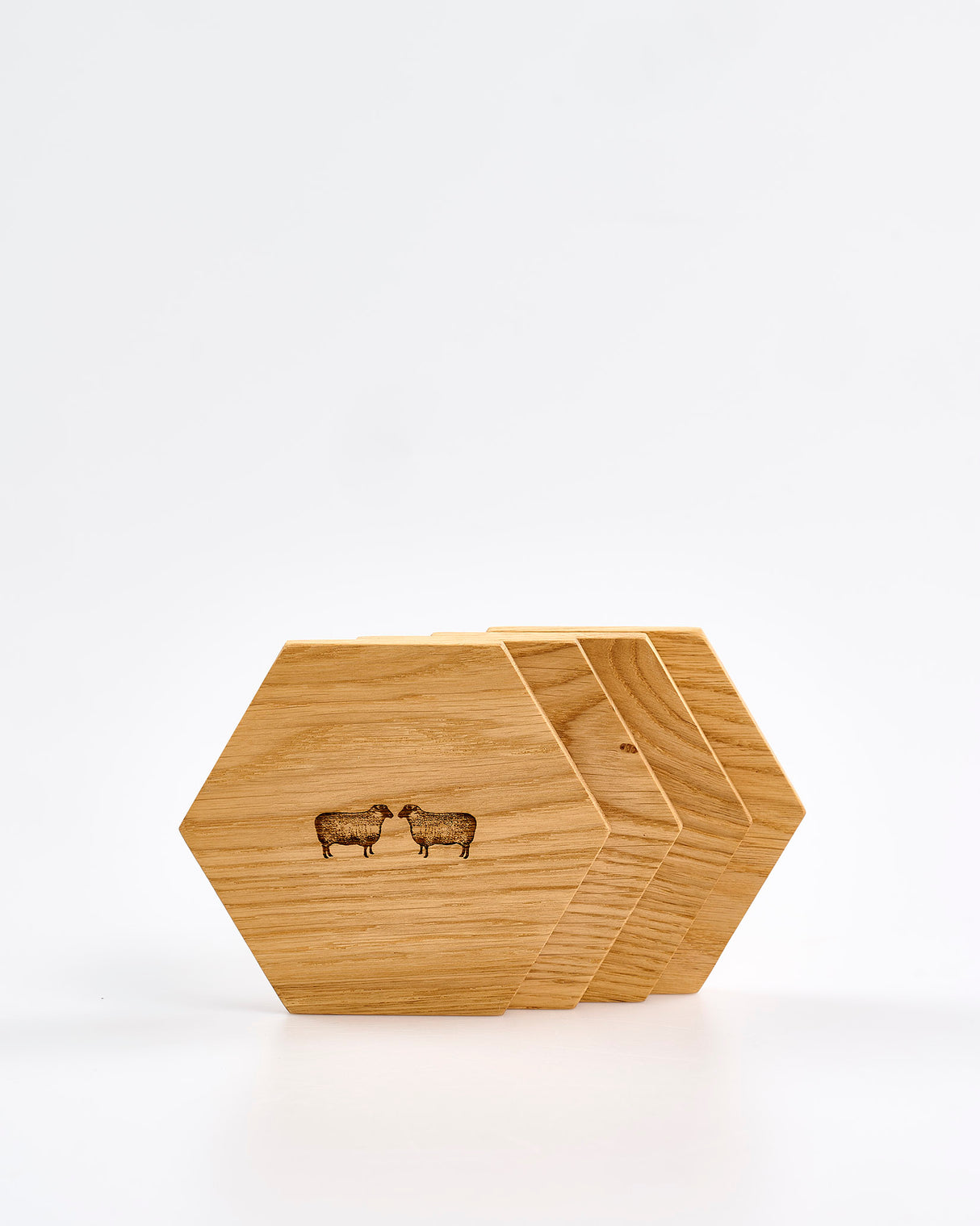Oak Hexagon Coasters - Set of 4