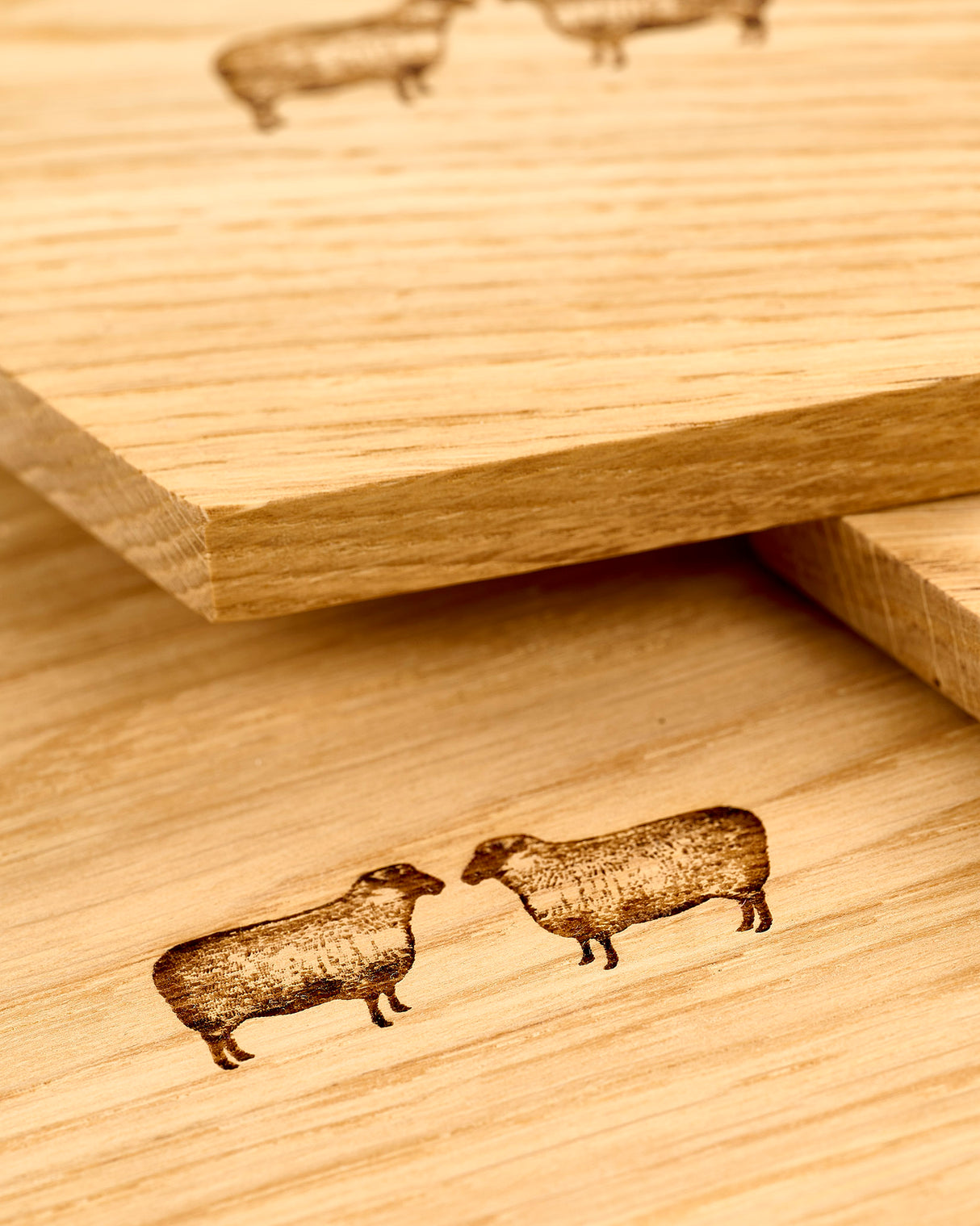 Oak Hexagon Coasters - Set of 4