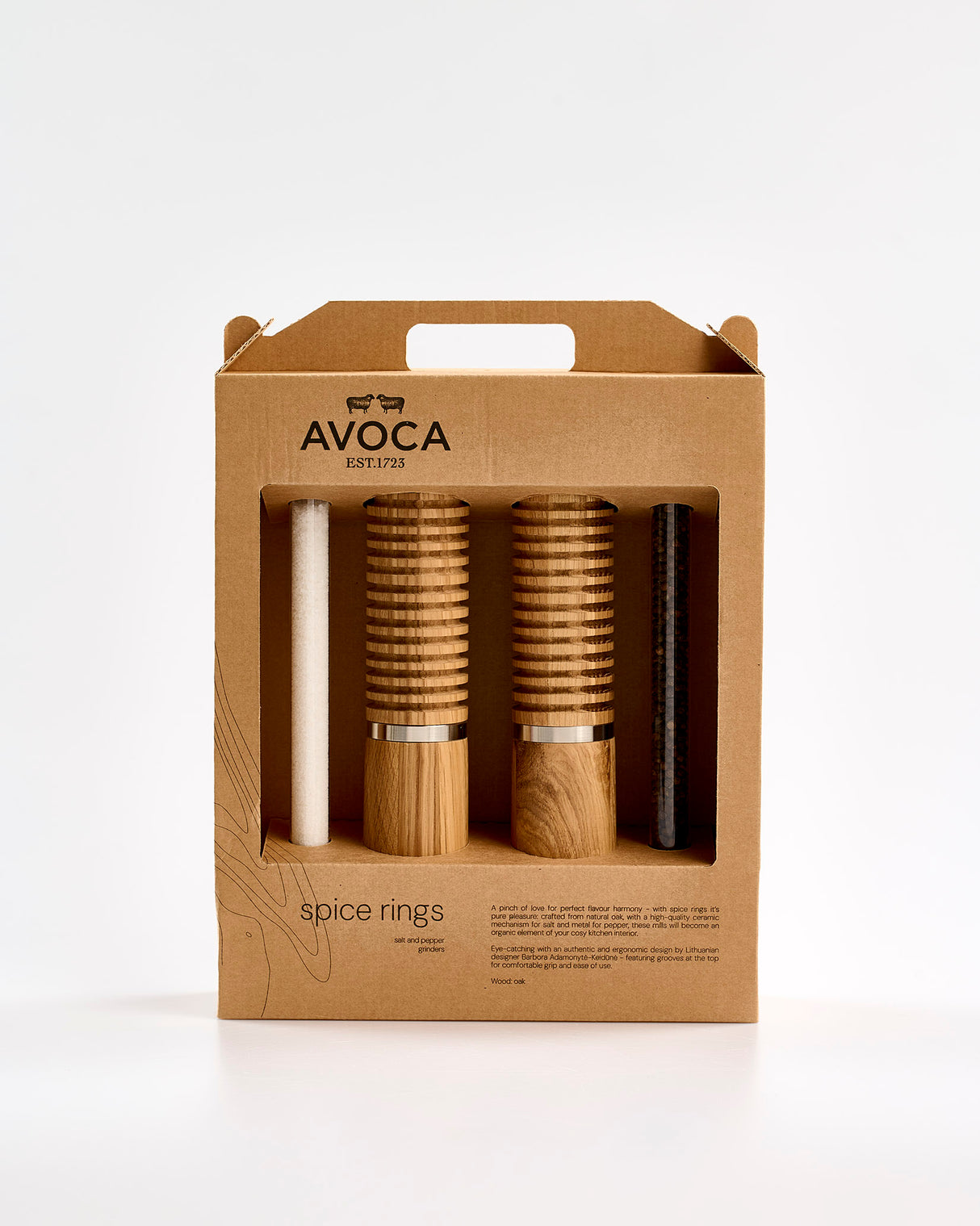 Oak Salt & Pepper Grinders Set