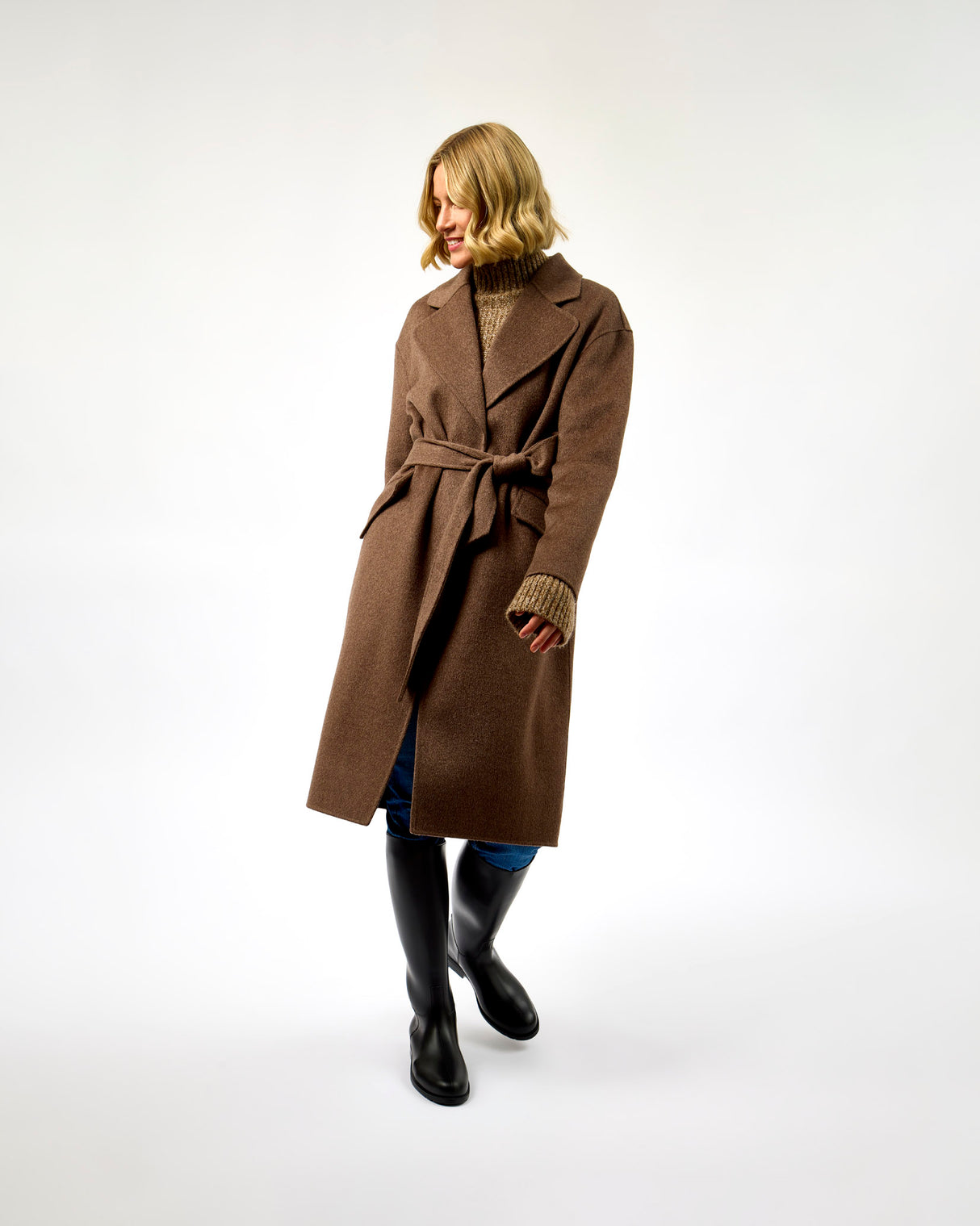 Cocoa Belted Wool Town Coat