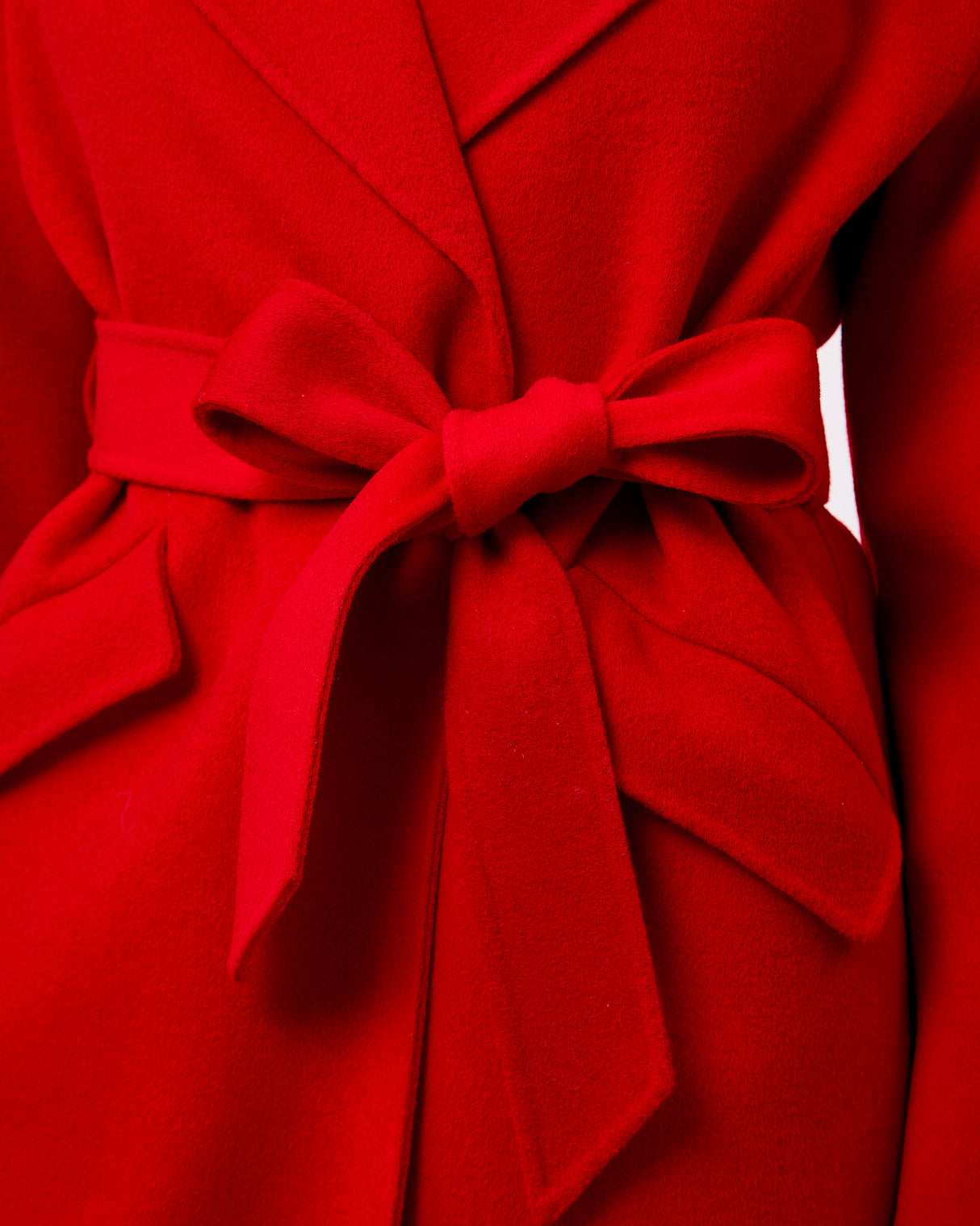 Red Belted Wool Town Coat