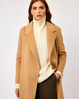 Camel Belted Wool Blend Wrap Coat