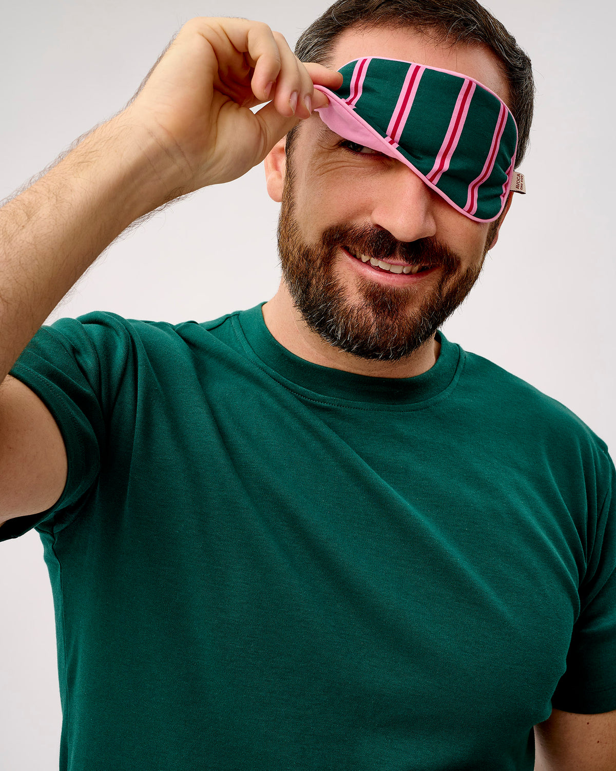 Emerald Blush Stripe Cotton Eye Mask