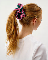 Emerald Blush Stripe Cotton Hair Scrunchie