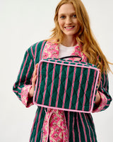 Emerald Blush Stripe Cotton Travel Bag