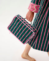 Emerald Blush Stripe Cotton Travel Bag