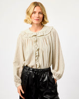 White Dorset Check Ruffle Shirt