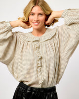 White Dorset Check Ruffle Shirt