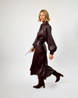 Fig Mokpo Faux Leather Midi Skirt