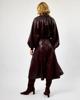 Fig Mokpo Faux Leather Midi Skirt