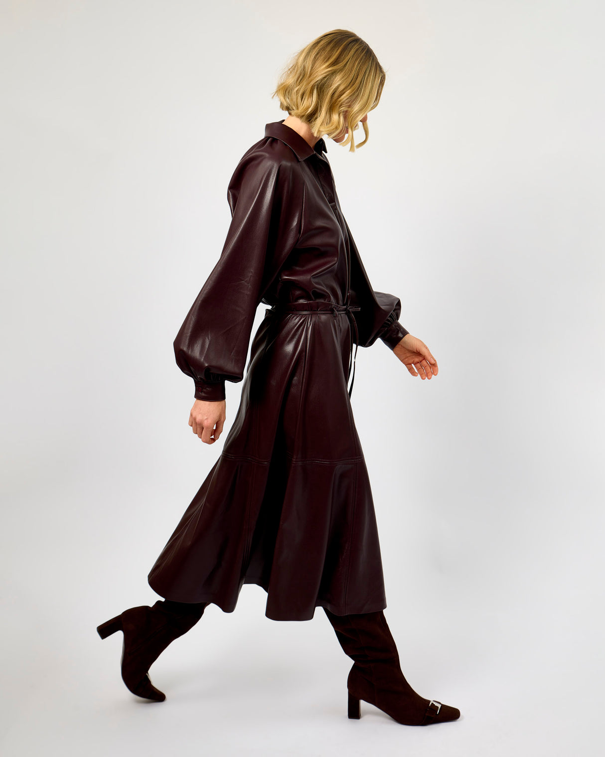 Fig Mokpo Faux Leather Midi Skirt