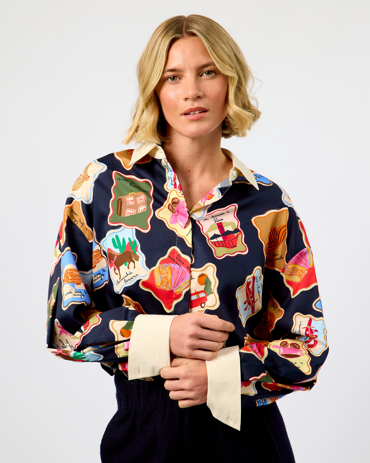 Black Stamps Avon Shirt