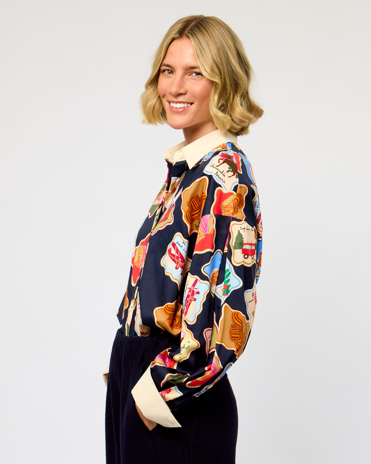Black Stamps Avon Shirt