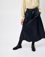 Dark Navy Chelsea Faux Leather Skirt