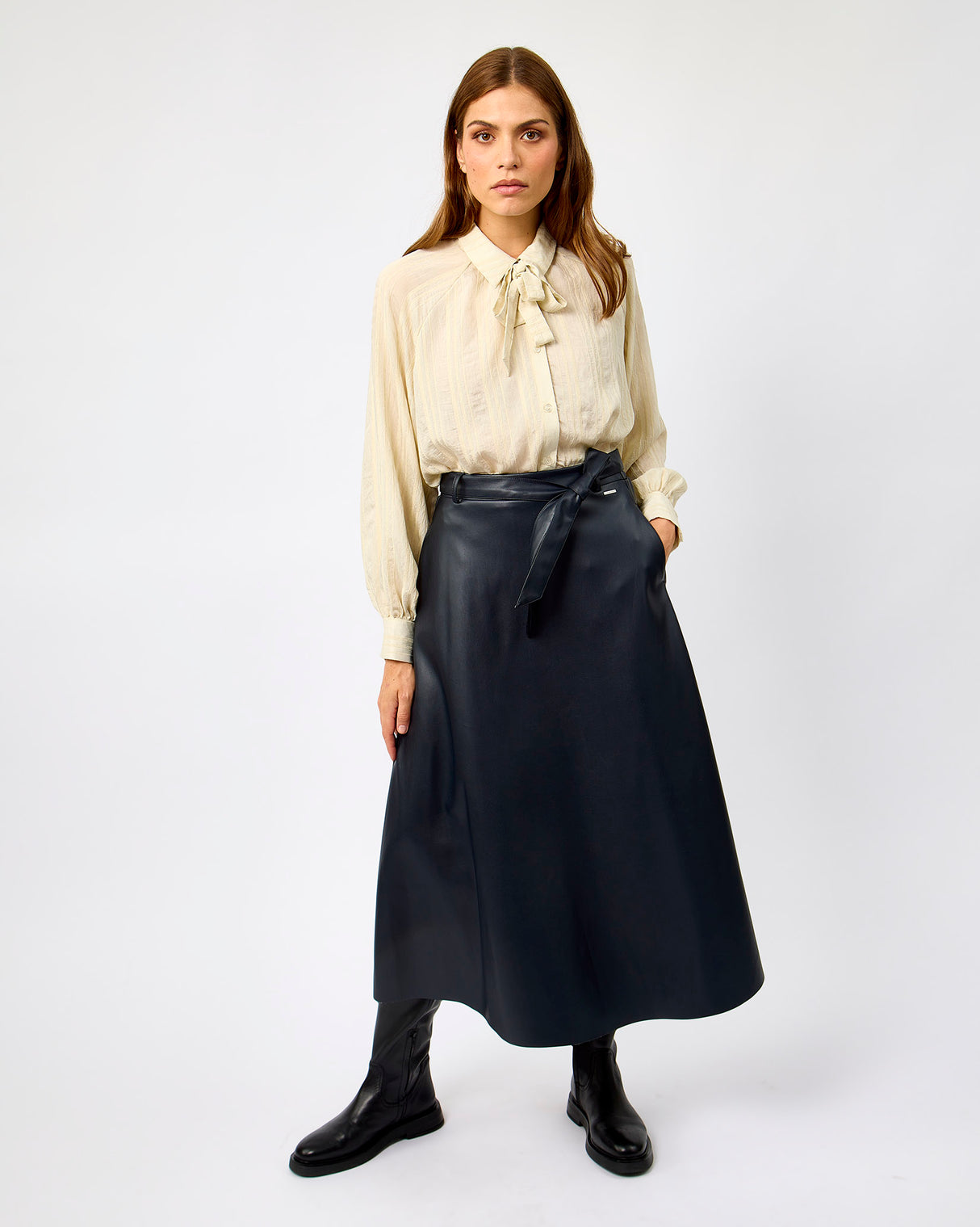 Dark Navy Chelsea Faux Leather Skirt