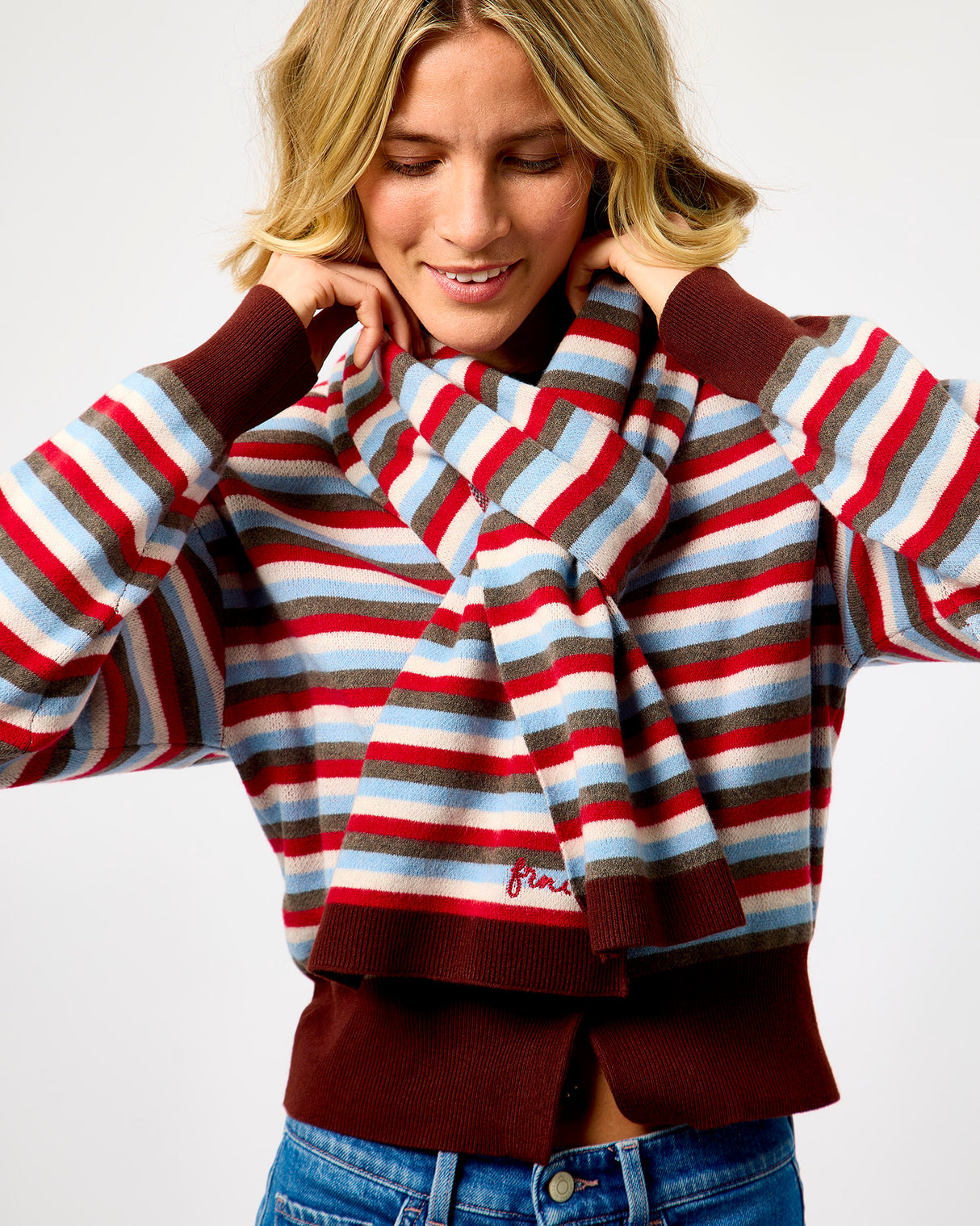 Rouge Shibuya Stripe Scarf & Cardigan Set