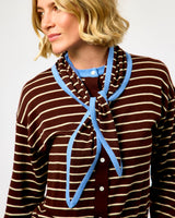 Candied Chestnut Kastro Striped Cardigan & Scarf Set