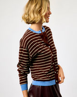 Candied Chestnut Kastro Striped Cardigan & Scarf Set