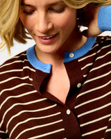 Candied Chestnut Kastro Striped Cardigan & Scarf Set